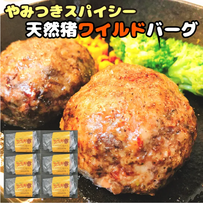 やみつきスパイシー 天然猪ワイルドバーグ 130g×6個